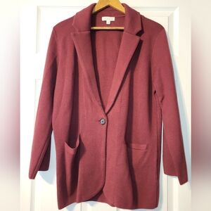 J CREW Cecile Burgundy Knit Blazer Cardigan Size Medium